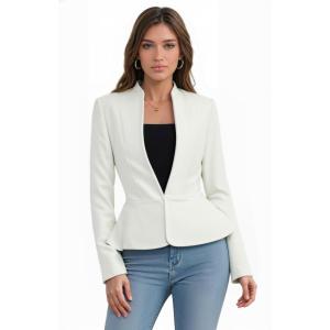 image:imageHybrid amp Company Womens Casual Work Office Elegant Open Front Premium Nylon Blazer JacketJk1135ivory
