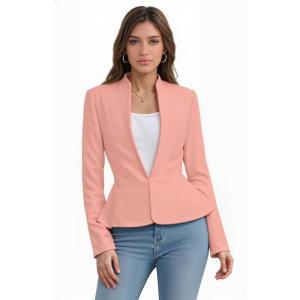 image:imageHybrid amp Company Womens Casual Work Office Elegant Open Front Premium Nylon Blazer JacketJk1135light Cora