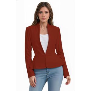 image:imageHybrid amp Company Womens Casual Work Office Elegant Open Front Premium Nylon Blazer JacketJk1135rust