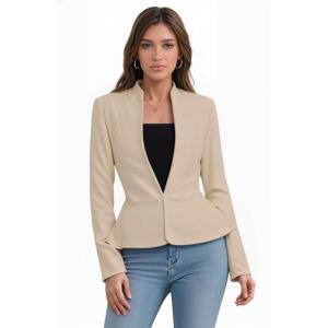 image:imageHybrid amp Company Womens Casual Work Office Elegant Open Front Premium Nylon Blazer JacketJk1135stone