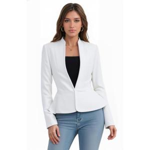 image:imageHybrid amp Company Womens Casual Work Office Elegant Open Front Premium Nylon Blazer JacketJk1135white