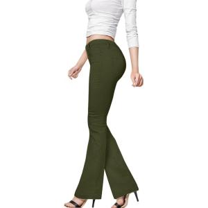 image:imageHybrid amp Company Womens Hyper Ultra Stretch Comfy Boot Cut Leg Flare Work Casual PantsOlive