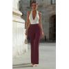 image:imageHybrid amp Company Womens Ultra Stretch Ponte Flare Pants High Rise Pull On Faux Pockets  Casual amp Office WearBurgundy