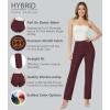 image:imageHybrid amp Company Womens Ultra Stretch Ponte Straight Leg Pants MidRise Pull On Faux Pockets Casual amp Office WearBurgundy