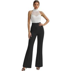 image:imageHybrid amp Company Womens Ultra Stretch Ponte Bootcut Pants HighRise Sleek Pintuck Pull On Faux Pockets Office amp CasualBlack