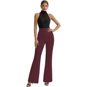 image:imageHybrid amp Company Womens Ultra Stretch Ponte Bootcut Pants HighRise Sleek Pintuck Pull On Faux Pockets Office amp CasualBurgundy