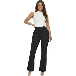 image:imageHybrid amp Company Womens Ultra Stretch Ponte Flare Pants High Rise Pull On Faux Pockets  Casual amp Office WearBlack