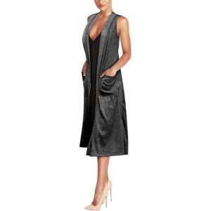 image:imageHybrid amp Company Womens Casual Sleeveless Open Front Drape CardiganBlack