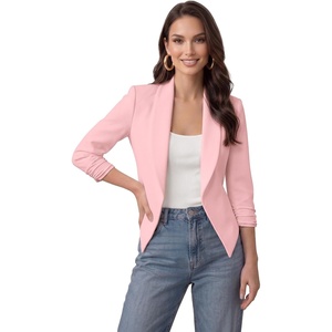 image:imageHybrid amp Company Womens Office Blazer Jacket  Nylon ponte de roma fabric open front design tailored fit versatile style for office work and casual business wearJk11331073tblush