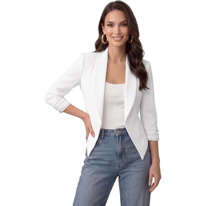 image:imageHybrid amp Company Womens Office Blazer Jacket  Nylon ponte de roma fabric open front design tailored fit versatile style for office work and casual business wearJk11331073twhite