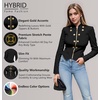 image:imageHybrid amp Company Womens Cropped Ponte Blazer  Cropped ponte fabric open front design zipper detail slim blazer jacket for office casual wear work daily stylingBlack
