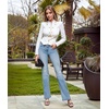 image:imageHybrid amp Company Womens Cropped Ponte Blazer  Cropped ponte fabric open front design zipper detail slim blazer jacket for office casual wear work daily stylingWhite