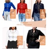 image:imageHybrid amp Company Womens Cropped Ponte Blazer  Cropped ponte fabric open front design zipper detail slim blazer jacket for office casual wear work daily stylingNavy