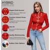 image:imageHybrid amp Company Womens Cropped Ponte Blazer  Cropped ponte fabric open front design zipper detail slim blazer jacket for office casual wear work daily stylingRed