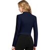 image:imageHybrid amp Company Womens Cropped Ponte Blazer  Cropped ponte fabric open front design zipper detail slim blazer jacket for office casual wear work daily stylingNavy