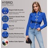 image:imageHybrid amp Company Womens Cropped Ponte Blazer  Cropped ponte fabric open front design zipper detail slim blazer jacket for office casual wear work daily stylingRoyal