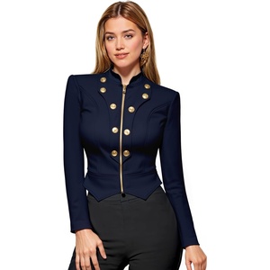 image:imageHybrid amp Company Womens Cropped Ponte Blazer  Cropped ponte fabric open front design zipper detail slim blazer jacket for office casual wear work daily stylingNavy