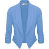 image:imageHybrid amp Company Ruched Sleeve Blazer  Lightweight fabric open front silhouette classic ruched sleeves suitable for office business casual and everyday wearBlue