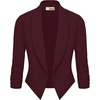 image:imageHybrid amp Company Ruched Sleeve Blazer  Lightweight fabric open front silhouette classic ruched sleeves suitable for office business casual and everyday wearBurgundy