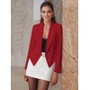 image:imageHybrid amp Company Ruched Sleeve Blazer  Lightweight fabric open front silhouette classic ruched sleeves suitable for office business casual and everyday wearRed9789