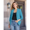 image:imageHybrid amp Company Ruched Sleeve Blazer  Lightweight fabric open front silhouette classic ruched sleeves suitable for office business casual and everyday wearTurquoise