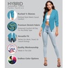 image:imageHybrid amp Company Ruched Sleeve Blazer  Lightweight fabric open front silhouette classic ruched sleeves suitable for office business casual and everyday wearTurquoise