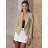 image:imageHybrid amp Company Ruched Sleeve Blazer  Lightweight fabric open front silhouette classic ruched sleeves suitable for office business casual and everyday wearKhaki9789