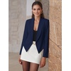 image:imageHybrid amp Company Ruched Sleeve Blazer  Lightweight fabric open front silhouette classic ruched sleeves suitable for office business casual and everyday wearNavy9789