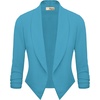 image:imageHybrid amp Company Ruched Sleeve Blazer  Lightweight fabric open front silhouette classic ruched sleeves suitable for office business casual and everyday wearTurquoise