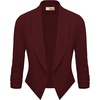 image:imageHybrid amp Company Ruched Sleeve Blazer  Lightweight fabric open front silhouette classic ruched sleeves suitable for office business casual and everyday wearWine