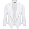 image:imageHybrid amp Company Ruched Sleeve Blazer  Lightweight fabric open front silhouette classic ruched sleeves suitable for office business casual and everyday wearWhite