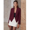 image:imageHybrid amp Company Ruched Sleeve Blazer  Lightweight fabric open front silhouette classic ruched sleeves suitable for office business casual and everyday wearWine9789
