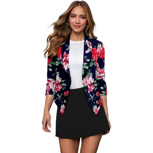 image:imageHybrid amp Company Womens Open Front Blazer  Lightweight blazer fabric open front design 34 ruched sleeves classic work jacket for office casual wear daily styling10963navy Multi