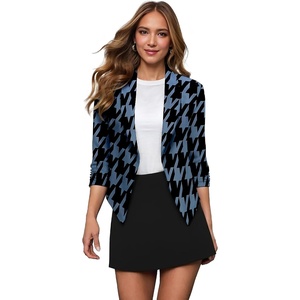image:imageHybrid amp Company Womens Open Front Blazer  Lightweight blazer fabric open front design 34 ruched sleeves classic work jacket for office casual wear daily styling11394blkblu
