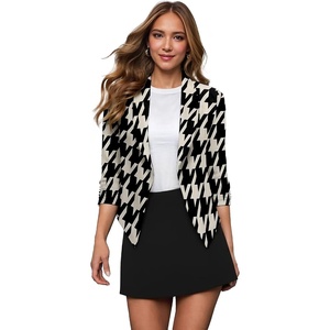 image:imageHybrid amp Company Womens Open Front Blazer  Lightweight blazer fabric open front design 34 ruched sleeves classic work jacket for office casual wear daily styling11394blkivo