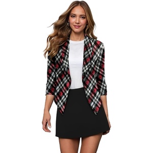 image:imageHybrid amp Company Womens Open Front Blazer  Lightweight blazer fabric open front design 34 ruched sleeves classic work jacket for office casual wear daily styling462059redmul