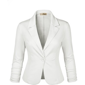 image:imageHybrid amp Company Womens Ponte Cardigan Blazer  Lightweight stretch ponte fabric open cardigan style polished fit suitable for office work and business casualIvory