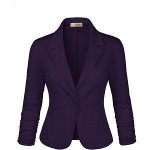 image:imageHybrid amp Company Womens Ponte Cardigan Blazer  Lightweight stretch ponte fabric open cardigan style polished fit suitable for office work and business casualEggplant