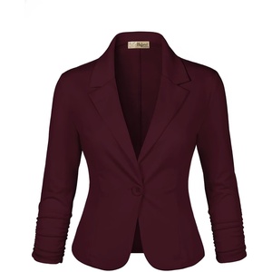 image:imageHybrid amp Company Womens Ponte Cardigan Blazer  Lightweight stretch ponte fabric open cardigan style polished fit suitable for office work and business casualWine