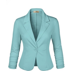 image:imageHybrid amp Company Womens Ponte Cardigan Blazer  Lightweight stretch ponte fabric open cardigan style polished fit suitable for office work and business casualAqua