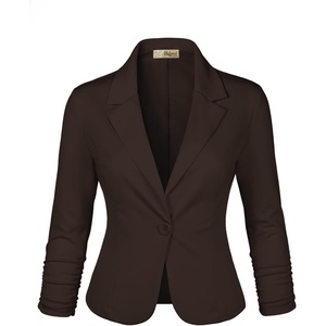 image:imageHybrid amp Company Womens Ponte Cardigan Blazer  Lightweight stretch ponte fabric open cardigan style polished fit suitable for office work and business casualBrown