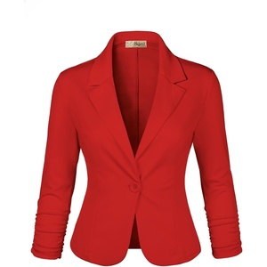 image:imageHybrid amp Company Womens Ponte Cardigan Blazer  Lightweight stretch ponte fabric open cardigan style polished fit suitable for office work and business casualRed