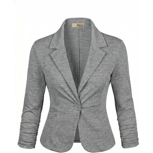 image:imageHybrid amp Company Womens Ponte Cardigan Blazer  Lightweight stretch ponte fabric open cardigan style polished fit suitable for office work and business casualHeather Grey