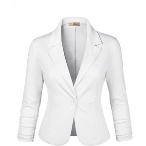 image:imageHybrid amp Company Womens Ponte Cardigan Blazer  Lightweight stretch ponte fabric open cardigan style polished fit suitable for office work and business casualWhite