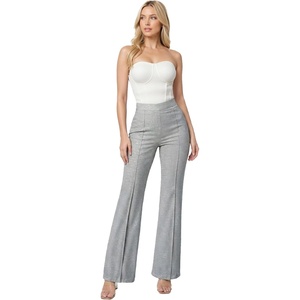 image:imageHybrid amp Company Womens Ultra Stretch Ponte Bootcut Pants MidRise Sleek Pintuck Pull On Faux Pockets Office amp CasualGrey