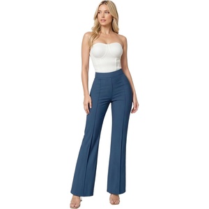 image:imageHybrid amp Company Womens Ultra Stretch Ponte Bootcut Pants MidRise Sleek Pintuck Pull On Faux Pockets Office amp CasualNavy